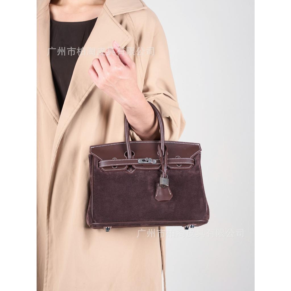 Platinum Bag Swift Leather and Suede 25/30CM Double Shoulder Strap Women's Bag Single Shoulder Messenger Versatile Fashion Handbag Bag