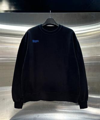 REIKU Rk Original Fleece Mtm Black _Blue Letter Brushed Overfit Black Sweatshirt