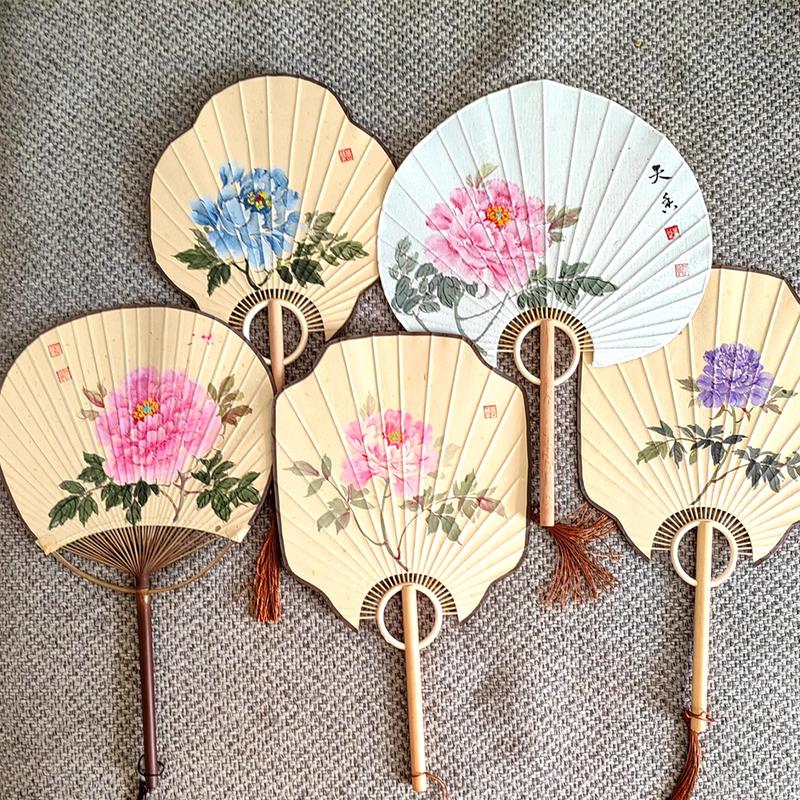 Elegant and Unique Traditional Plain Fan DIY Art Hand Drawn Circular Square High-end Rice Paper