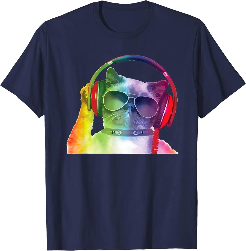 Cool Kitty DJ Music Electro Parties Graphic Men Women TShirt T-Shirt Cotton Men Clothing Daily Four Seasons Shirts for Men Shirt