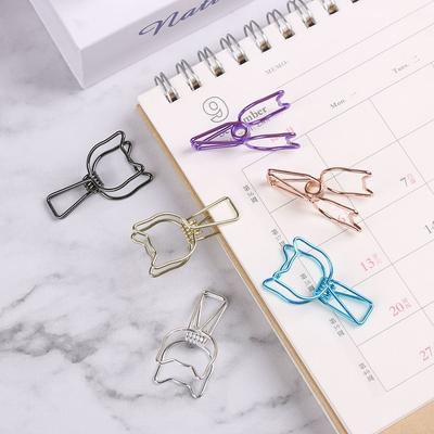 DIY School Stationery Metal Solid Color Binder Clip Hollowed Out Design Office Supply Fish Clip