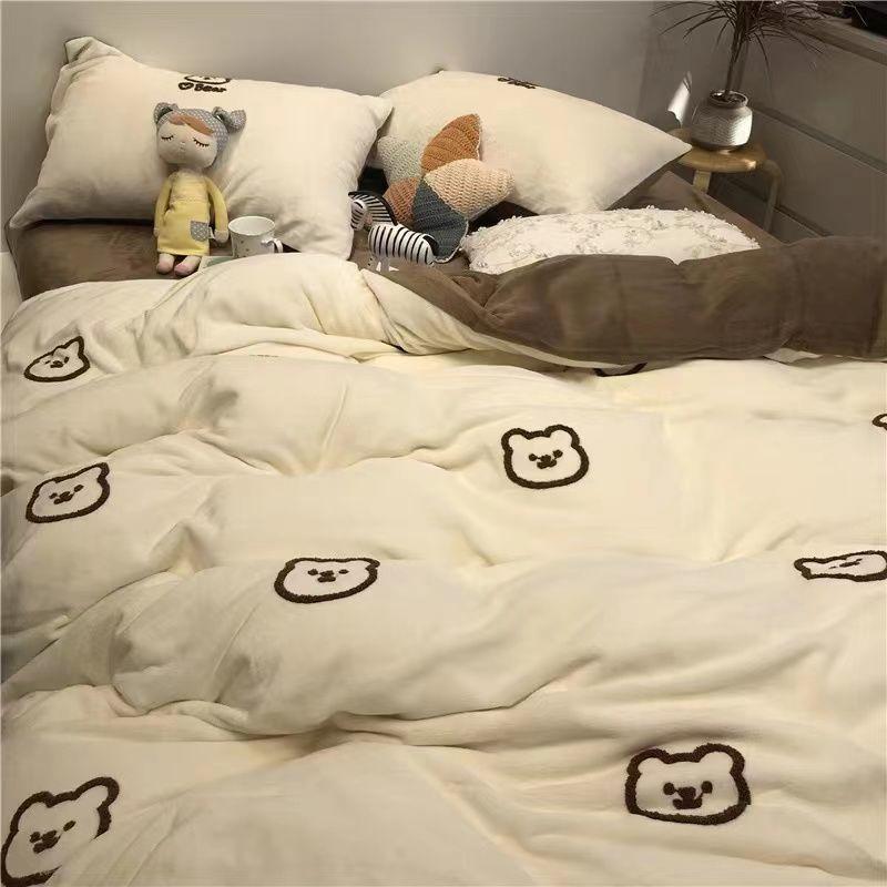 Cartoon Color Matching Four-piece Set Quilt Cover Bedding Quilt Cover Dormitory Bed Single Three-piece Set