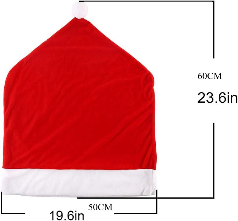 4pc Red Hat Dining Chair Slipcovers,Christmas Chair Back Covers Kitchen Chair Covers for Christmas Holiday Festival Decoration