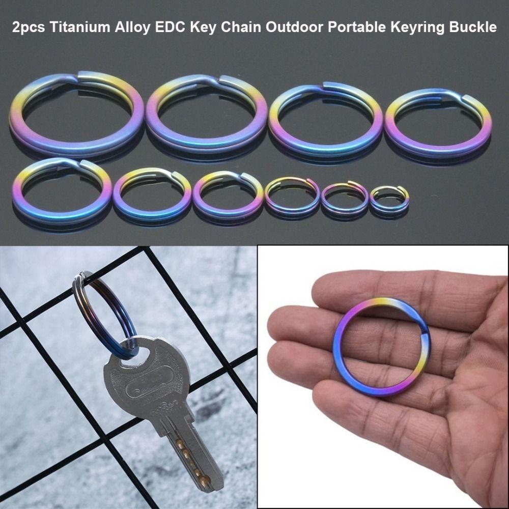 2pcs Multisizes Titanium Alloy EDC Key Chain Portable Key Holder  Camping Travel Hanging Tool
