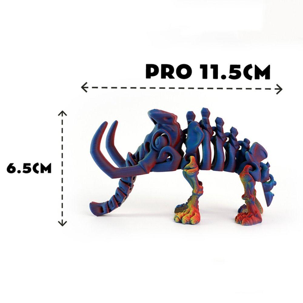 10 Colors 3D Printed Mammoth Model PLA Plastic Animal Simulation Model Children's Toy