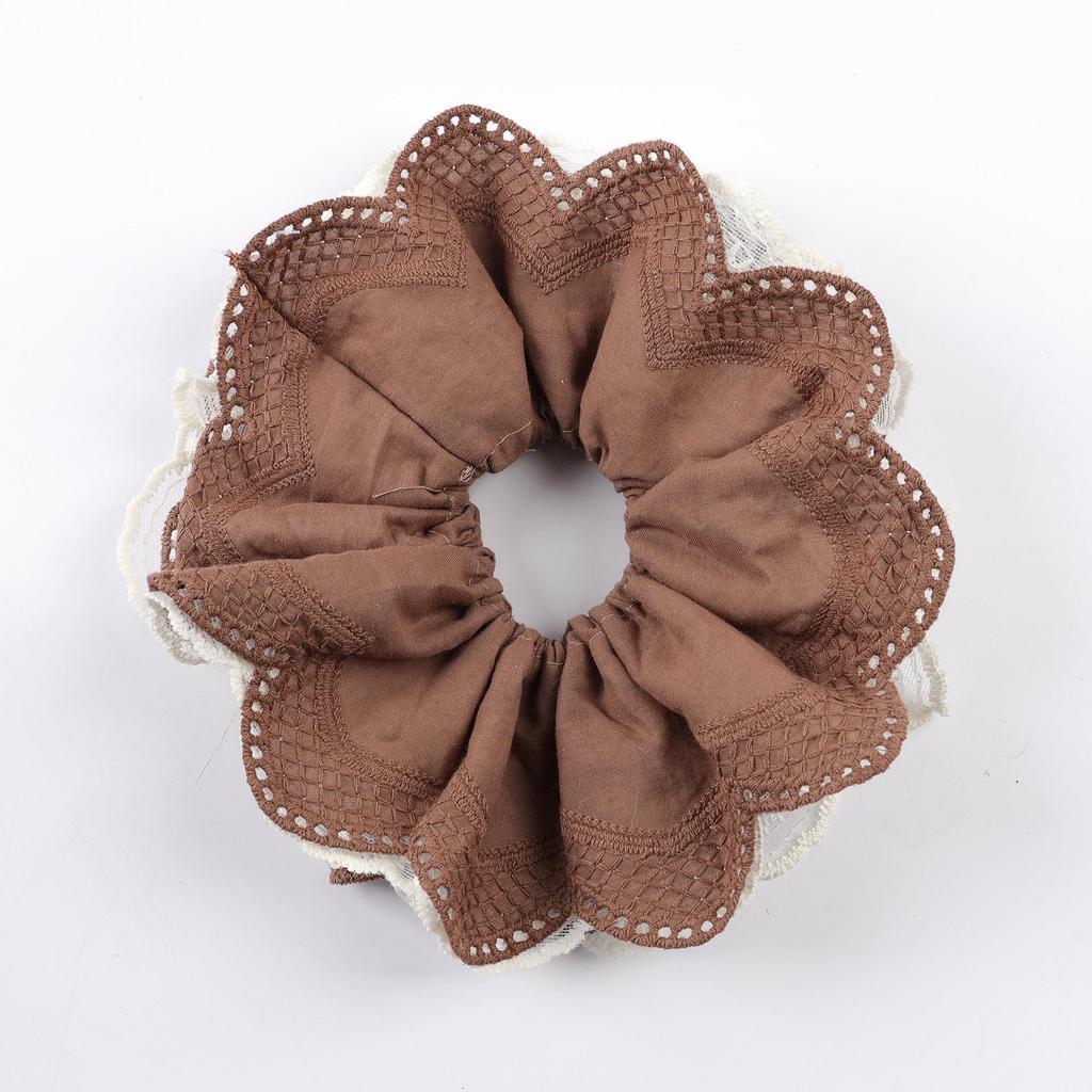 Influencer Double Layer Lace Hair Tie - Simple Large Fabric Hair Accessory with Rubber Band