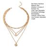 Women Necklace Multi-layered Coin Pendant Thick Hollow Chain Adjustable Length Electroplated Hip Hop Club Party Punk Neck Jewelry