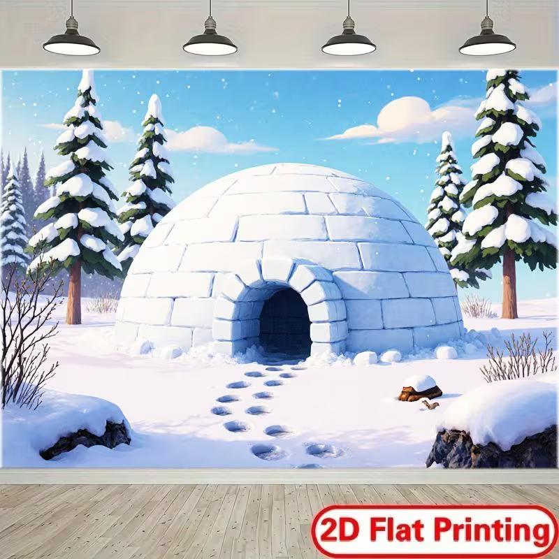

2D Winter Igloo Backdrop for Kids Arctic Themed Photography Studio 47.2x31.5inch/120*80cm