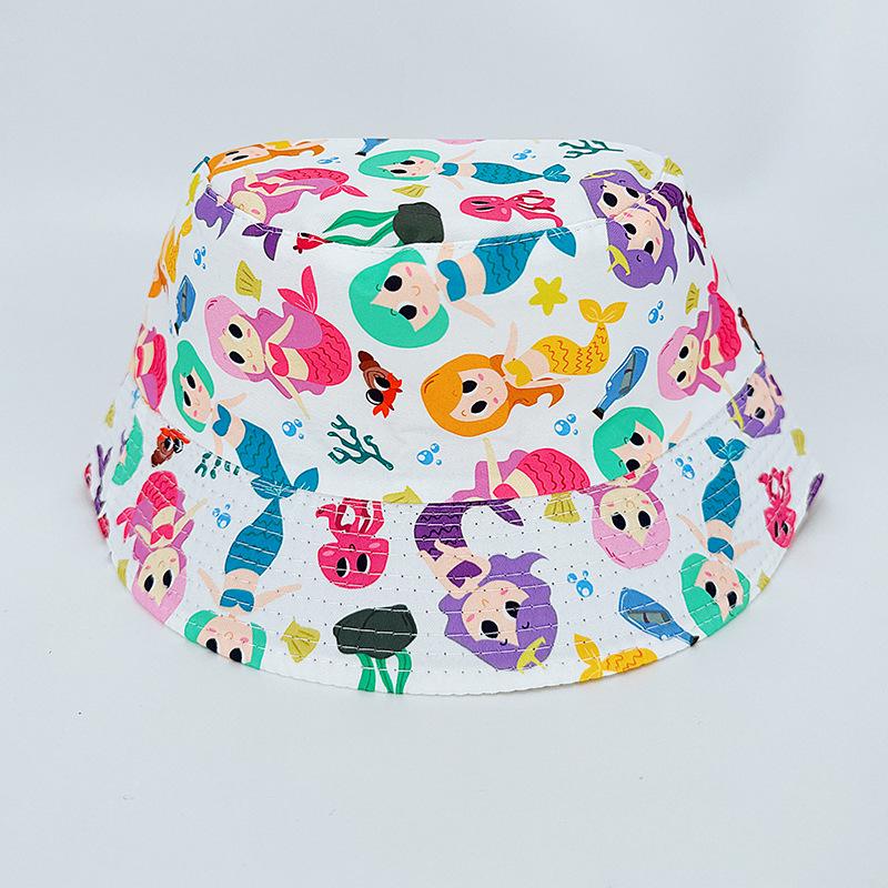 Kids' Cartoon Print Sun Protection Bucket Hat, Double-Sided for Boys & Girls, Trendy Outdoor Headwear