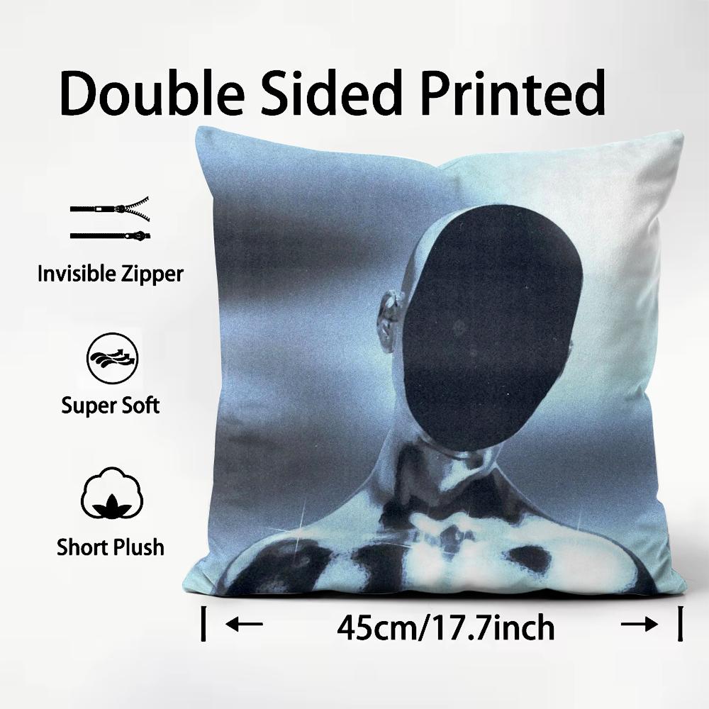 1PC Black White Art Design Cushion Cover Plush Fabric Soft DoubleSided Printed Sofa Warm Winter Home Child Gift Pillow Case