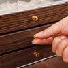 Transparent Window Wooden Jewelry Box Rings Necklace Square Jewelry Box  Outdoors