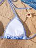 European & American Blue & White Porcelain Print Bikini - Lace-up, Sexy, Split Swimsuit for Women