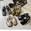 Backempty bag head sandals spring and summer new flat-bottomed fairy style square head single shoes French retro sandals outer wear