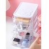 Drawer Organizer 4 Tier Cute Bear Handle Stackable Transparent Look Desktop Storage Box for