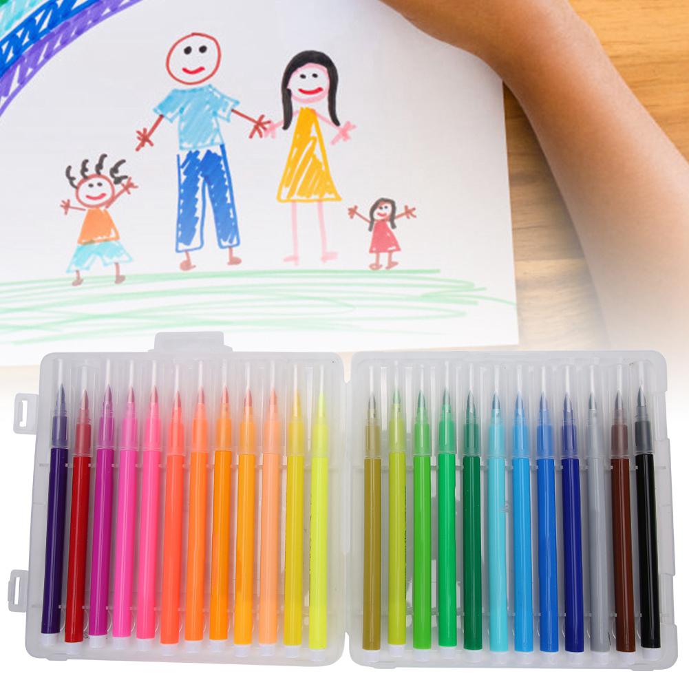 Watercolor Pen Set Washable Soft Fiber Tip Coloring Pen School Supplies for Elementary Painting Graffiti24 Colors