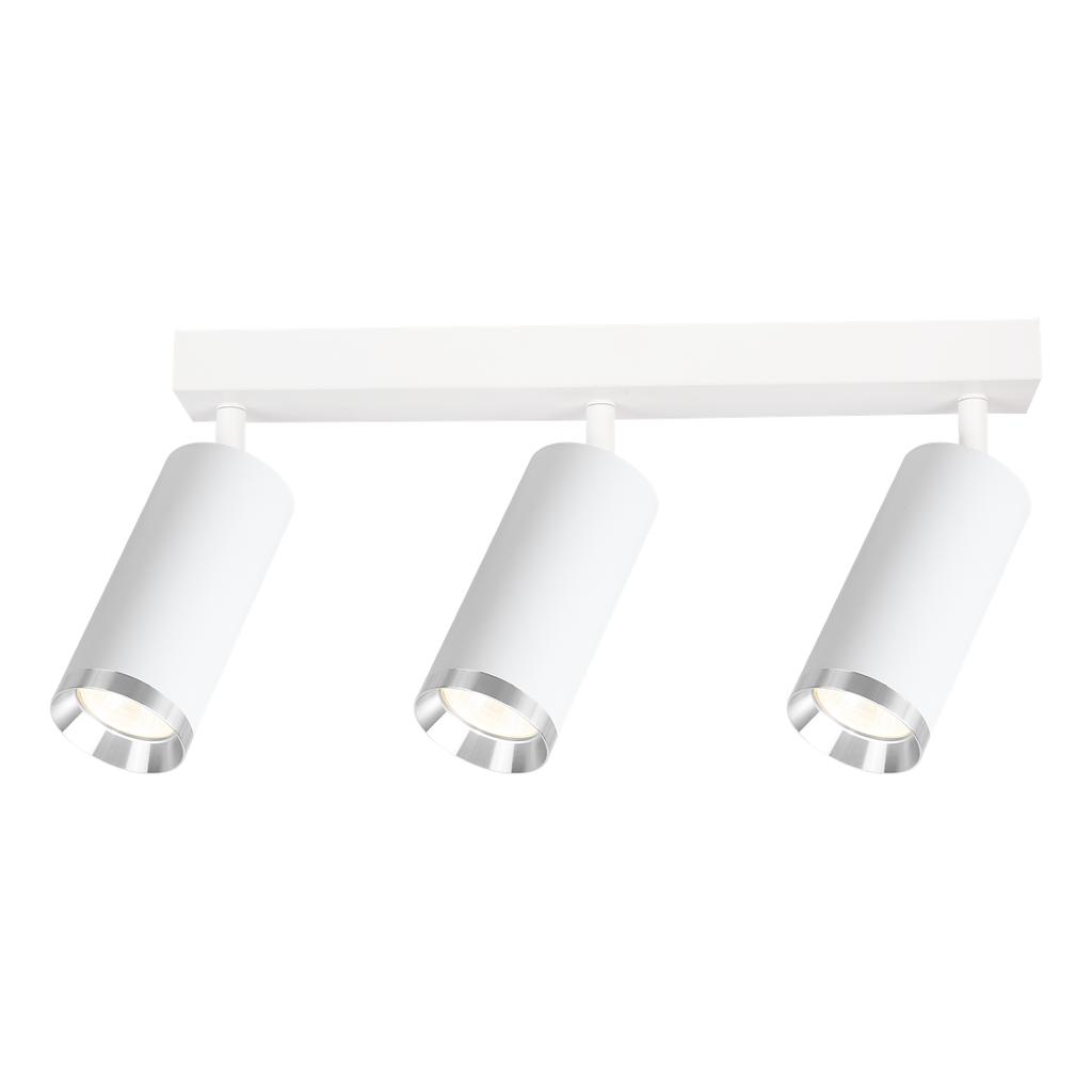 Lampa Sufitowa Nowoczesna Biała Listwa Ruchome Reflektorki Elementy Chrom 3Xgu10 10W Mica Milagro
