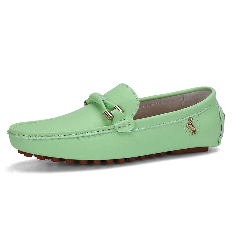Green Loafers Men Handmade Leather Shoes Casual Driving Flats Slip-On Moccasins Male Dad Mocasines Shoes Zapatos Hombre Size 47