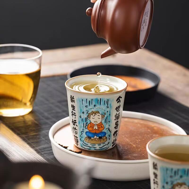 Ru Kiln Previous Life Instant Cup Teacup Master Cup Ceramic Tea Cup High-End Exquisite Tea Cup Tea Set
