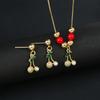 2pcs 22 Style Fashion Fruit Cherry Zircon Crystal Jewelry Set Earrings Necklace  For Women Female New Trend Party Jewelry Gift