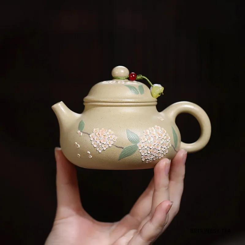 180ml Yixing Handmade Purple Clay Teapot Household Kettle Tradition Flowers Pattern Tea Pot Chinese Zisha Tea Set Teaware