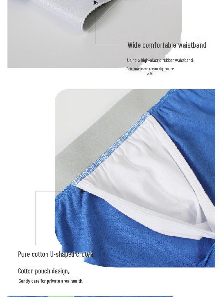 Mi Bo Er Men's Cotton Boxer Briefs: Trendy, Loose-Fit, Youthful Style.