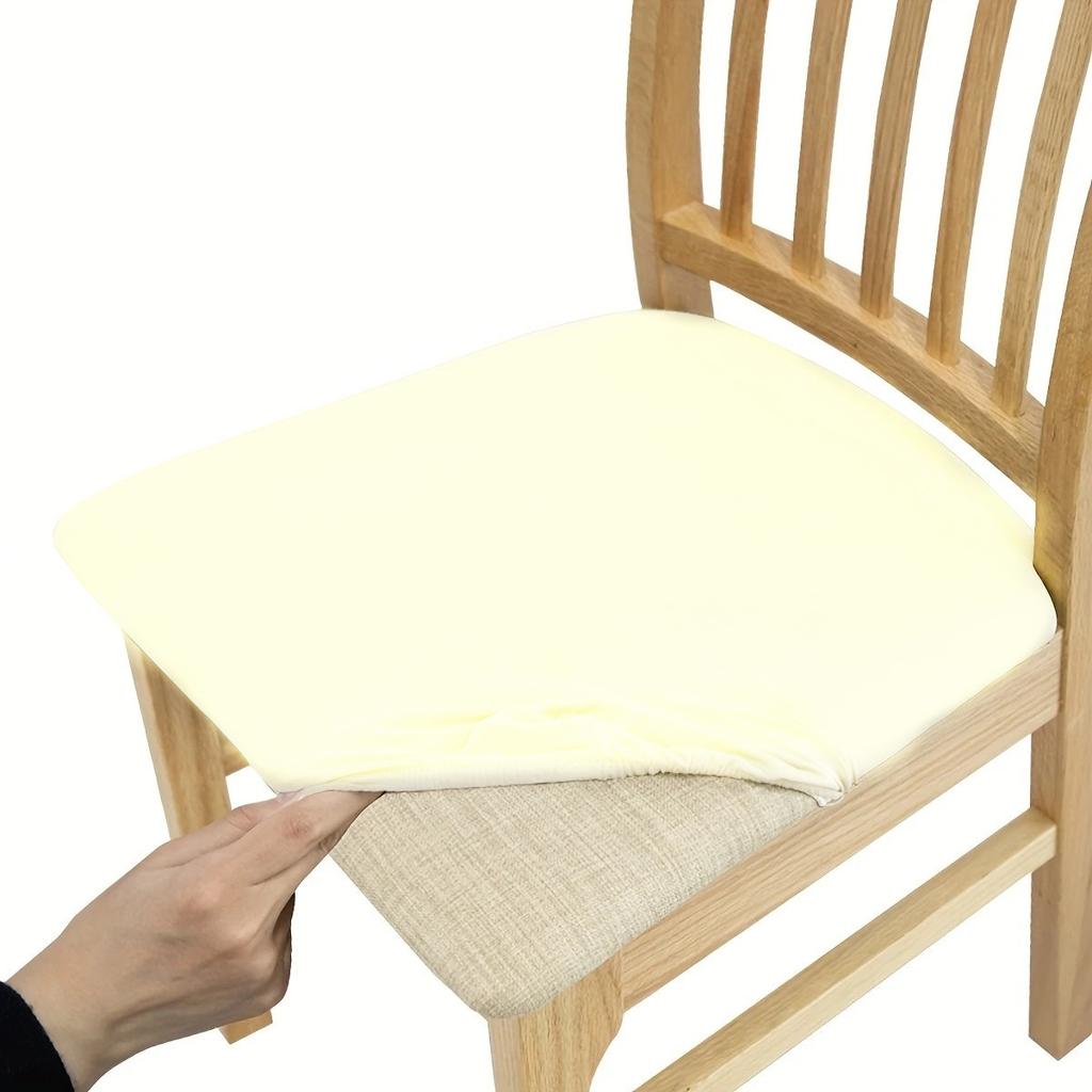 Solid Color Stretch Chair Seat Covers Removable Washable Dining Chair Covers Anti-Dust Seat Cushion Slipcovers