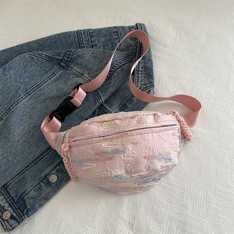 Cute Korean Style Striped Lightweight Crossbody Chest Bag For Casual Everyday Use