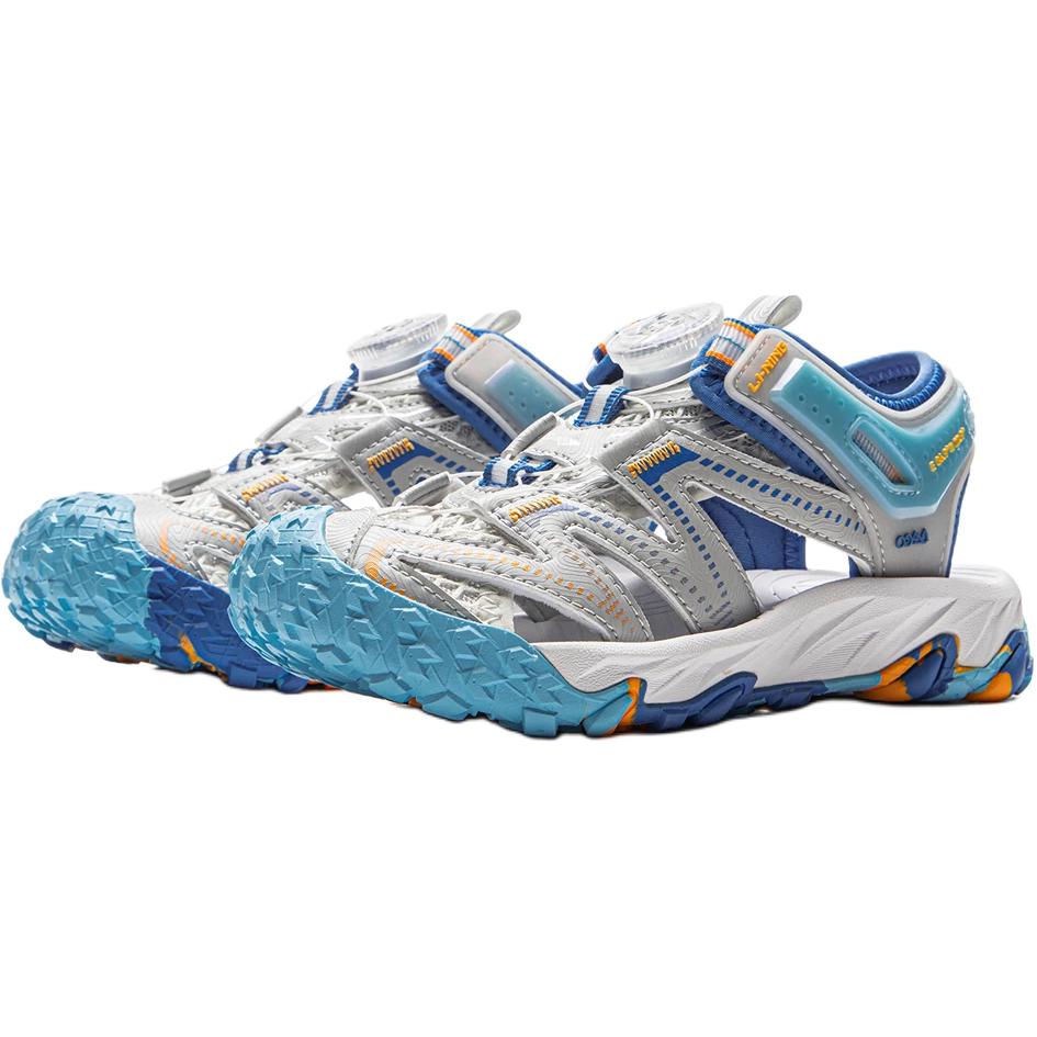 Li Ning Kids Outdoor Synthetic Leather Fabric Comfortable Soft Non-Slip Wear-Resistant Low-Top Sandals Kids sandals Static-Grey Light-Grey YKEV028-7