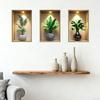 3Pcs 3D Flower Wall Stickers, Realistic Flowers Vase Wall Decals, Waterproof Self-Adhesive Potted Plants Stickers, Greenery Wall Stickers for Living