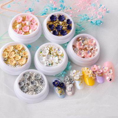 Shell Blume Perle Strass gemischt 3D Nail Art Pailletten DIY Maniküre Schmuck Dekor