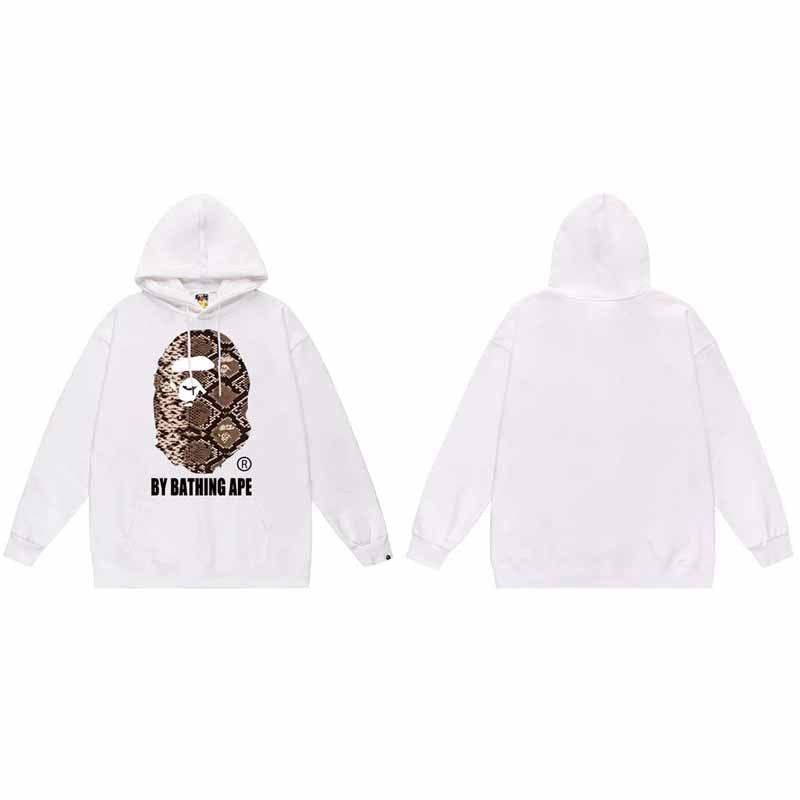 Mens Oversized Hooded Sweatshirt With Ape Head Print Heavyweight Cotton Long Sleeve Pullover Daily Wear