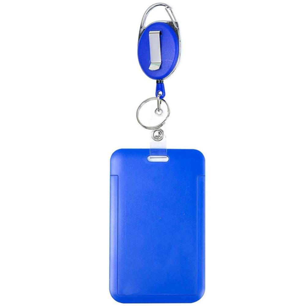 

Rope Retractable Work Permit Card Set Hard Shell Protective Carabiner Reel Clip Student Card Protector Keychain Attachment синий