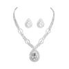 Stylish sparkling rhinestone necklace earrings set of two with a premium zircon drop pendant