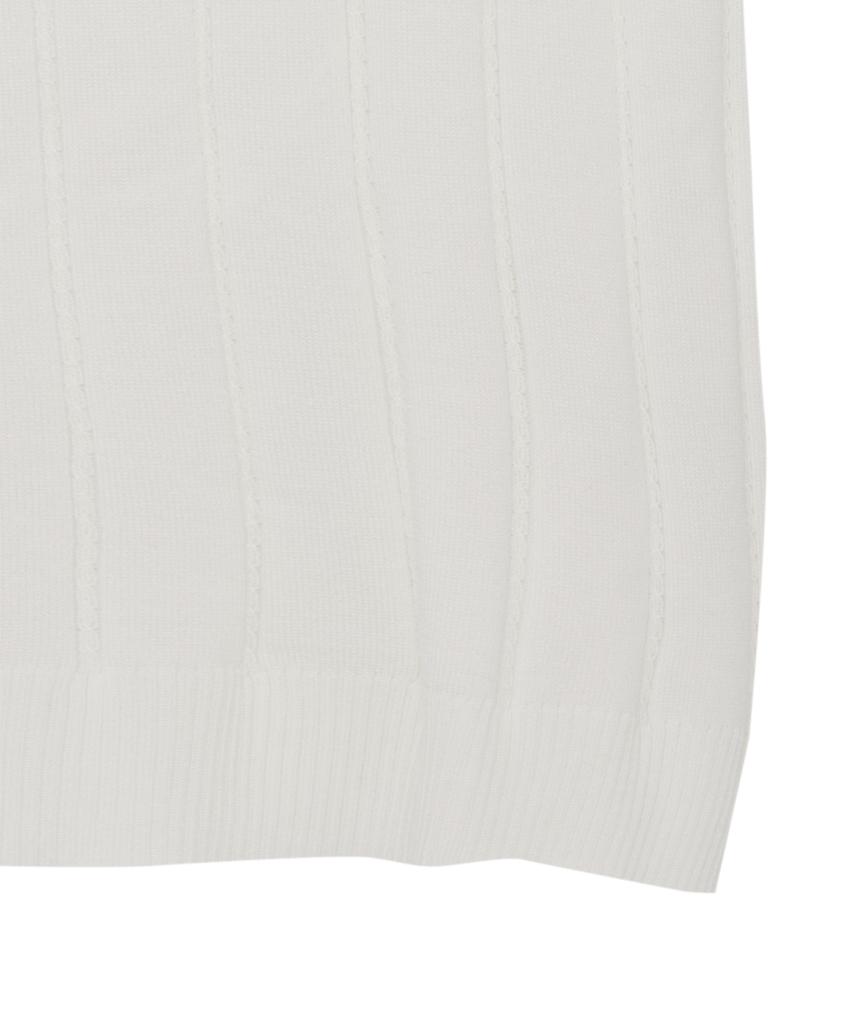 IRONYPORNO WHITELINE 86-Iro356 Micro Cable Half-Zip Collared Short Sleeve Knit White