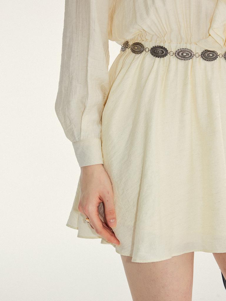 Sinseuden Cream Ruffle Mini Dress