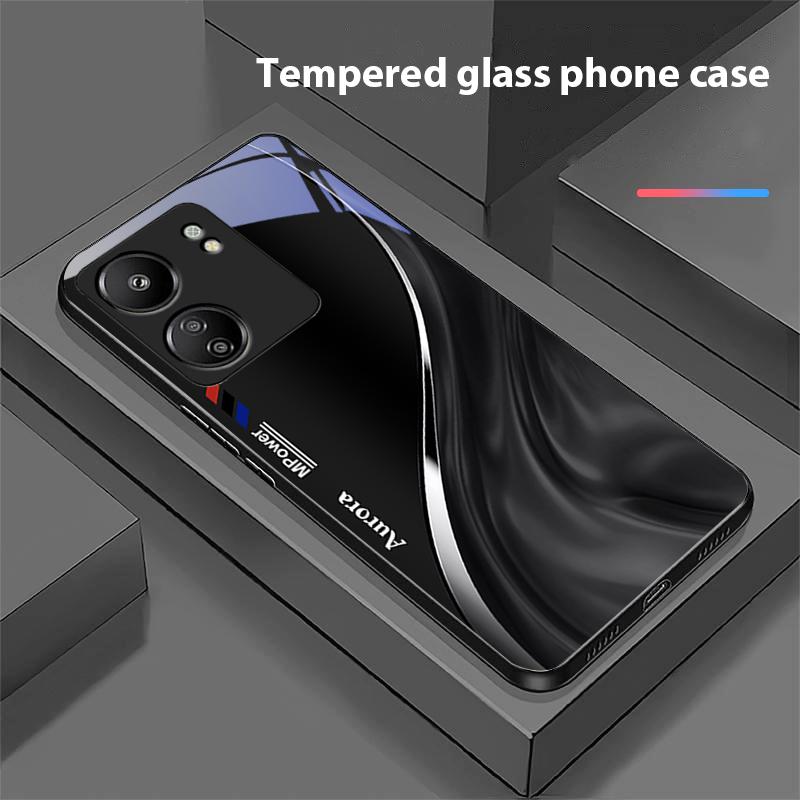 Vattenflödesmönster För Xiaomi Redmi 13C Note13 12 Pro Plus 5G Note 9 13T Pro POCO X6 F5 F6 Svart Härdat Glas Telefonskal