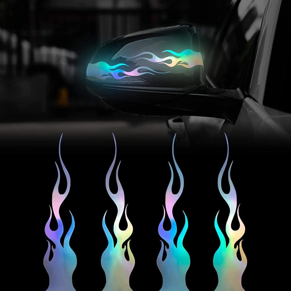 GETON Flames Aurora Reflective Stickers 15cm Set of 4 Car Sticker Decal Logo Emblem