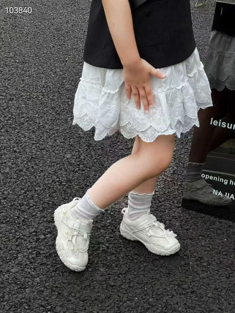 Girls' Breathable Mesh Princess Flower Sports Shoes - Trendy Autumn 2026 Style