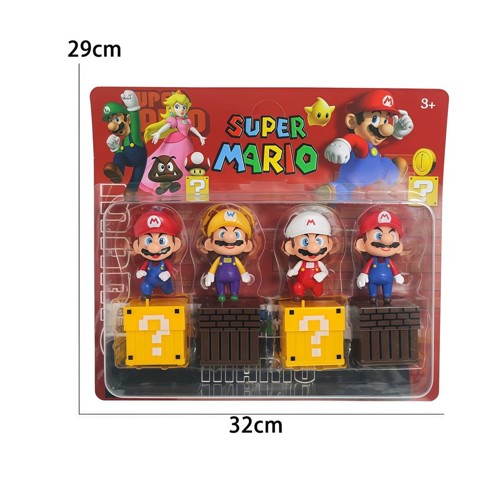 In Stock 4Pcs/Set Super Marios Action Figure Model Doll Cake Decoration Car Ornaments Anime Peripherals Children Toys