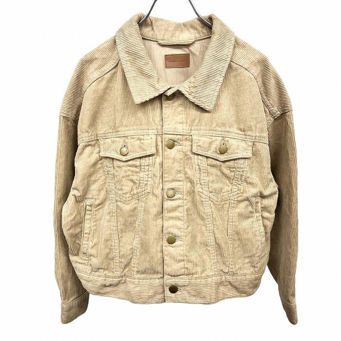 [Used] [Impression A] earth music & ecology Trucker Jacket Corduroy Plain Long Sleeve 100% Cotton F Beige Women s