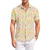 Men’s Hawaiian Print Casual Outdoor Short Sleeve Shirt with Turn Down Collar Relaxed Fit Suitable for Summer Activities