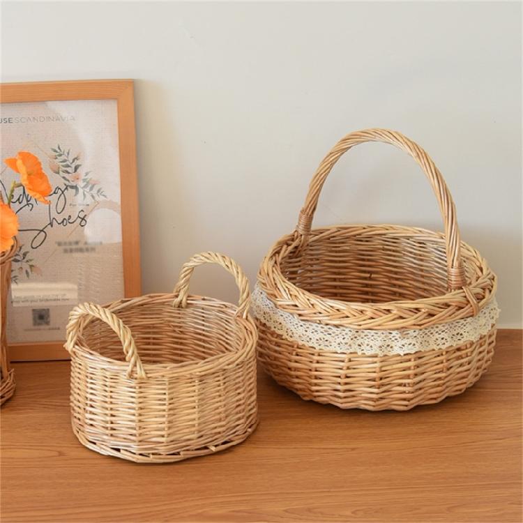 Fruit Bread Basket Breathable Rattan Basket Vegetable Storage Serving Basket for Wedding Home Party Photography