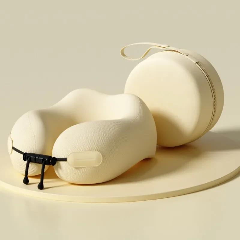 Memory Foam Travel Neck Pillow with Cervical Support Washable Cover for Airplane Car Office Use Supportive Neck Pillow