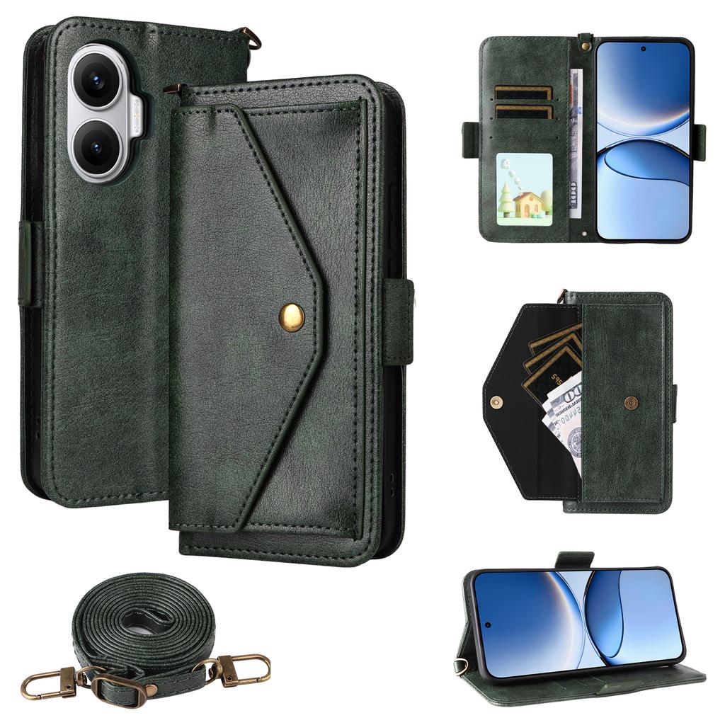 For Xiaomi Redmi Turbo 4 Pro 5G/Poco F7 5G Leather Case Magnetic Closure Wallet Stand Phone Cover with Crossbody Strap
