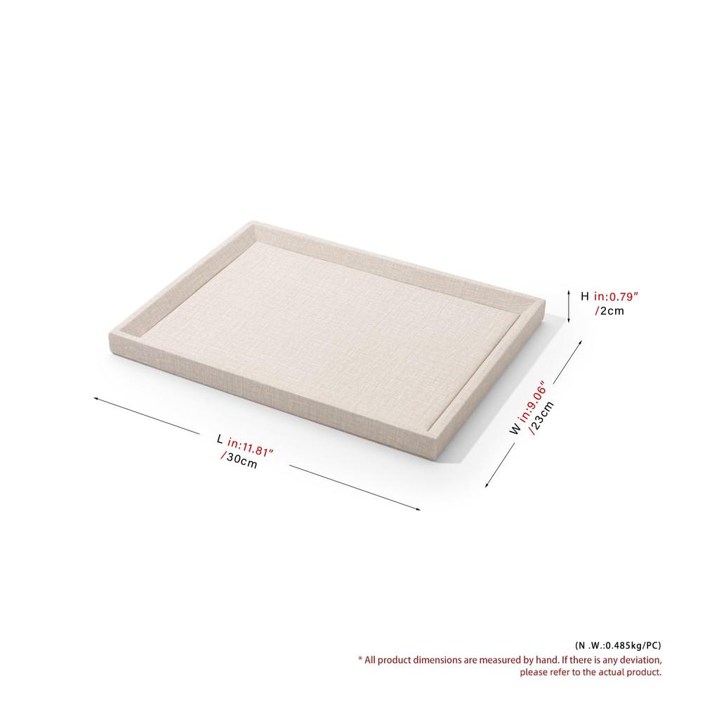 Woodten Off-White Striped Leather Jewelry Tray, Accessory Organizer, Watch Display Storage, P09802