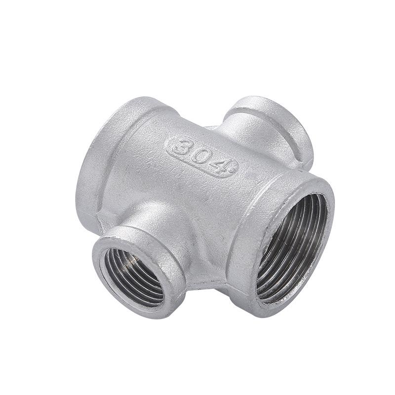 304 Stainless Steel 4-Way Reducing Tee with Inner Thread, 4-Point Pipe Fitting Cross Joint