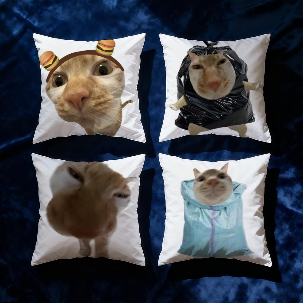 Cat Cushion Cover Soft Case Sofa Living Room Funny Home Comfortable Office Decor Protective Pillow