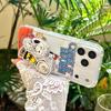 Cute Snoopy hug Charlie friend Holder Phone Case For iPhone 11 12 13 14 15 16 17 Pro Max Plus Funny Snoopy bracket TPU Cover