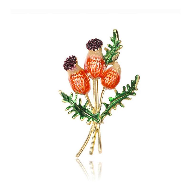 SKEDS Women Creative Enamel Flower Brooches Pins Fashion Exquisite Metal Corsage Brooch Plant Wedding Party Badges Lapel Pin