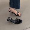 Niche Silver Wedge Heel High-heeled Sandals Women's Shoes 2025 Summer New Models with Skirts Fairy Nude Roman Sandals
